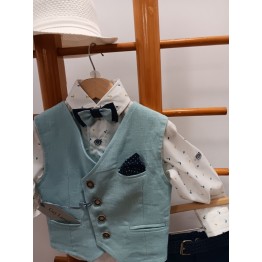 Guy Laroshe Σετ βάπτισης Μίνεραλ - Μπλε με άσπρο πουκάμισο με μοτίβα